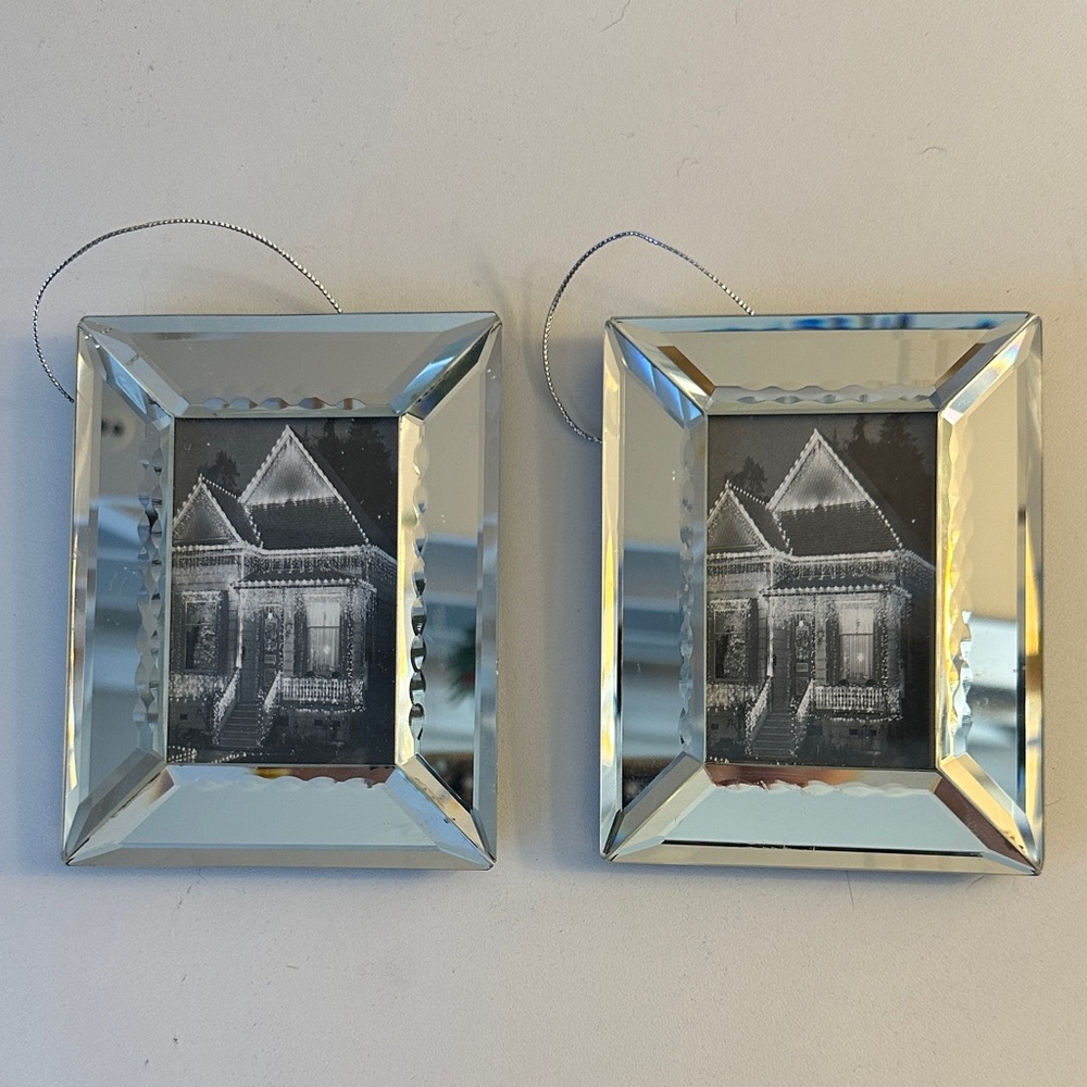 Restoration Hardware Set of Two Silver Mirrored Ornaments (picture frame)